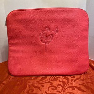 Coral Laptop/Tablet Zip Case by thirty-one, 100% polyurethane, easy wipe clean